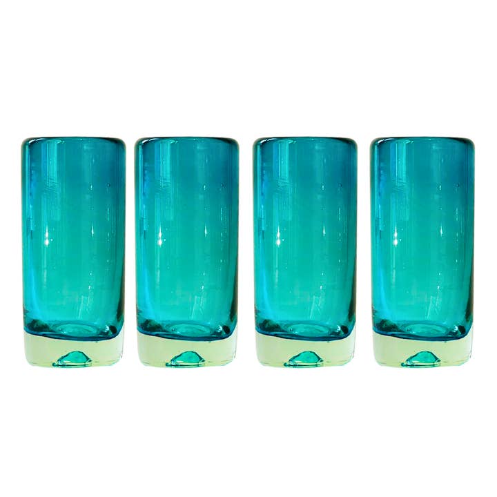 MEXTEQUIL Hand Blown Shot Glasses Set of 4 2 Oz -Aque for wholesale by MEXTEQUIL
