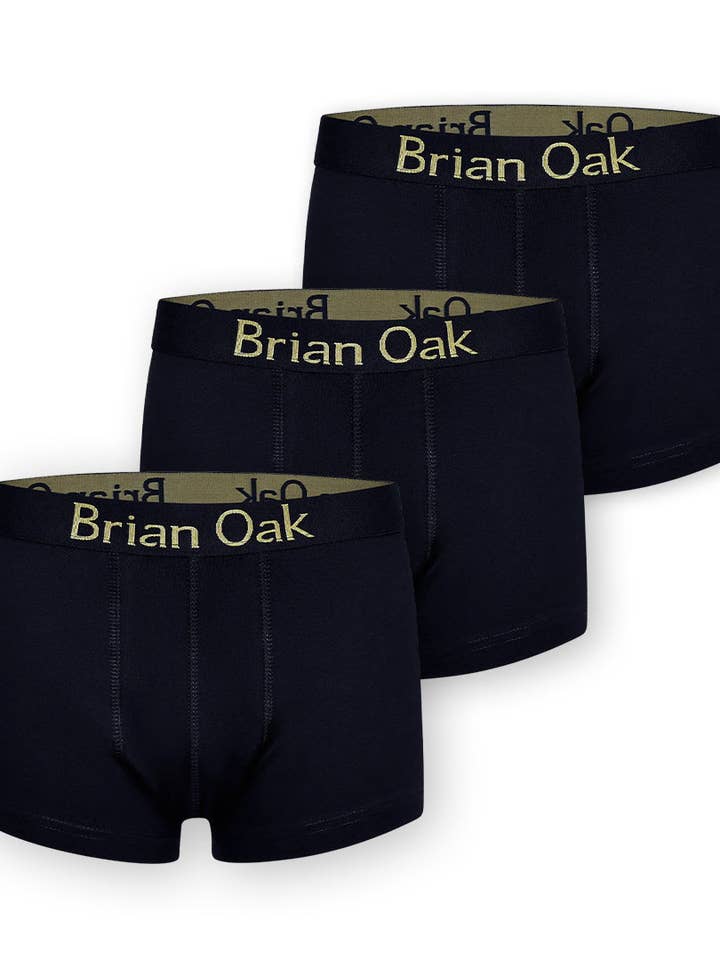 3er-Pack schwarze Strick-Boxershorts für den Großhandel von Brian Oak Limited