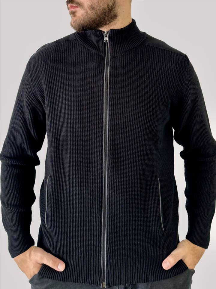 Renzo Uomo - Wholesale Knit Sweater - Men's - Art. 4120 Renzo Uomo Knitted Zip Cardigan5