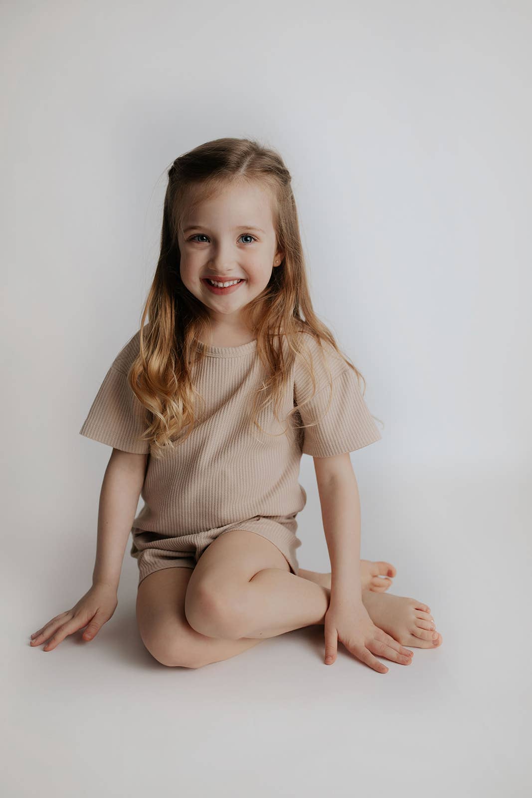 Three Little Tots – wholesale Top & short set – Kids – Tan Summer Waffle Toddler Top & Bottom Set34