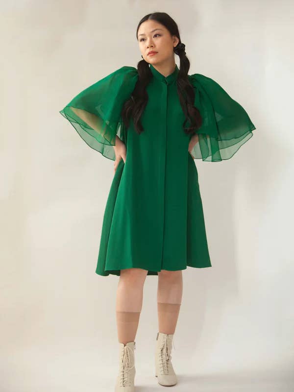 Vestido de Seda Vendil em Verde Esmeralda por atacado de Jasmine Chong