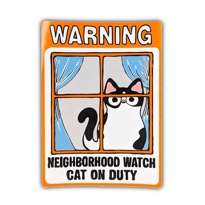Buurtwacht Cat Window Cling - Cow Cat voor wholesale door BluVelvetArt