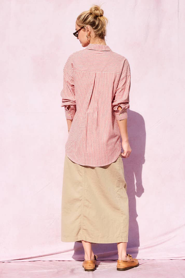 ILLA ILLA - Wholesale Button Down Shirt - Women's - Striped Cotton Shirt Top38