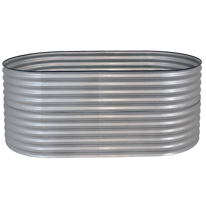 Sunnydaze Decor - Wholesale Planter Box - Steel Oval Raised Garden Bed - Silver - 79 in x 32 in10