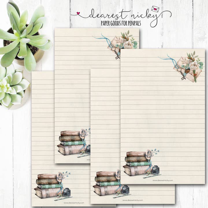 Books and Ink Letter Writing Paper for wholesale by Dearest Nicky / Mouse & Wren