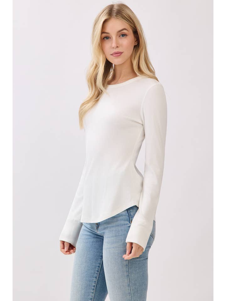 Final Touch - Wholesale Knit Top - Women's - Ribbed Crew Neck Long Sleeve Fitted Top - VJT3000227