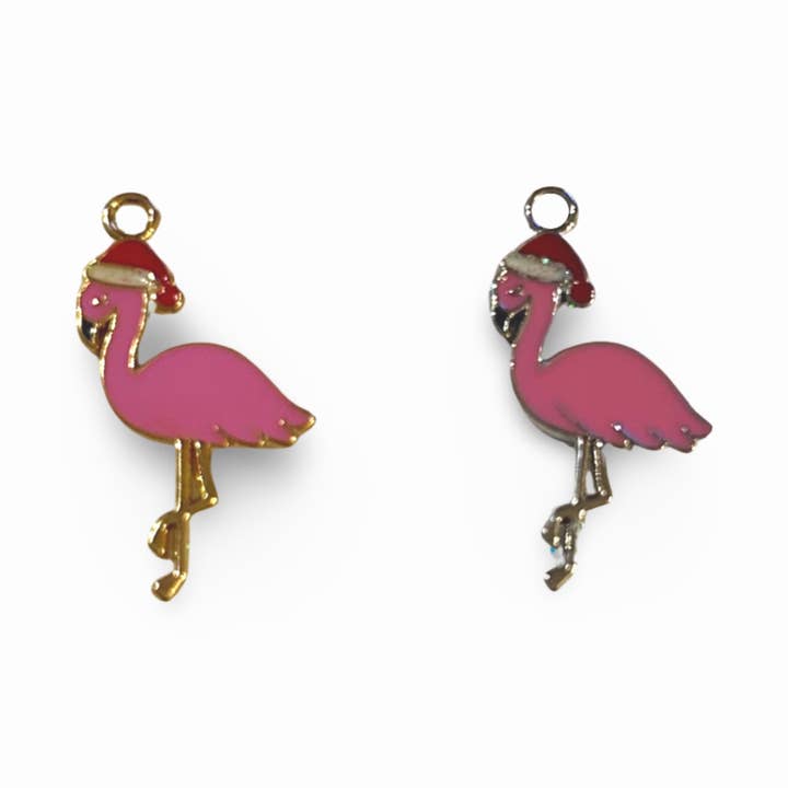 Puppies & Pom Poms – wholesale Halsbandsberlock - Katt och hund – Jul Flamingo Charm