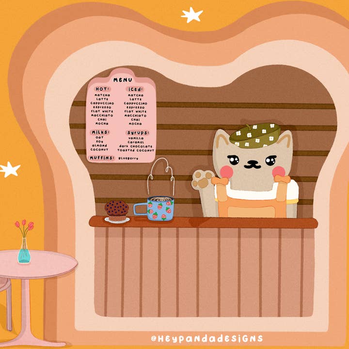 cat cafe (art print) for wholesale by heypandadesigns
