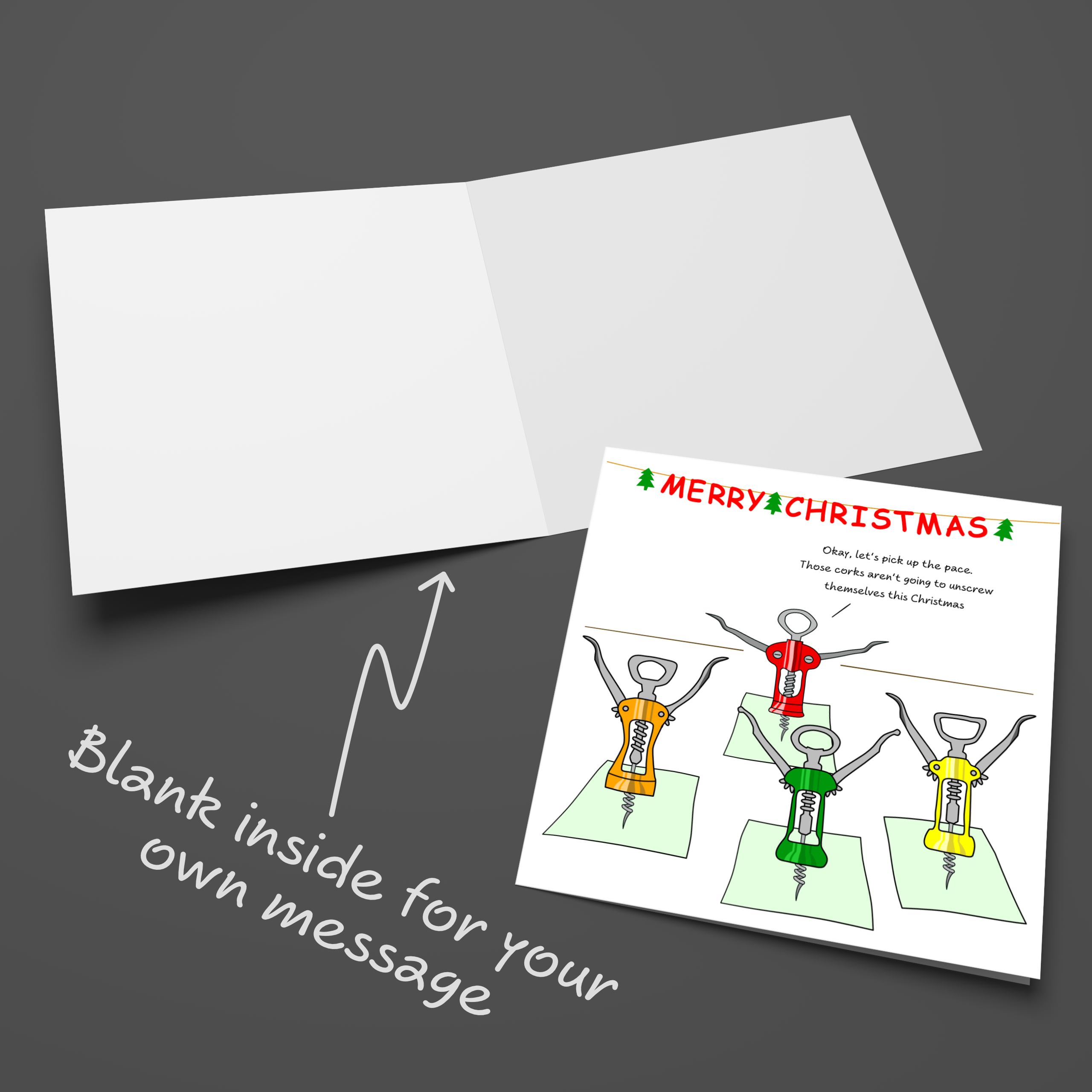 Swizzoo Cards - Wholesale Christmas Card - Funny Yoga Christmas Card Holiday Wine Workout Pilates Corkscrews Dad Mum Parents Husband Wife Friends5