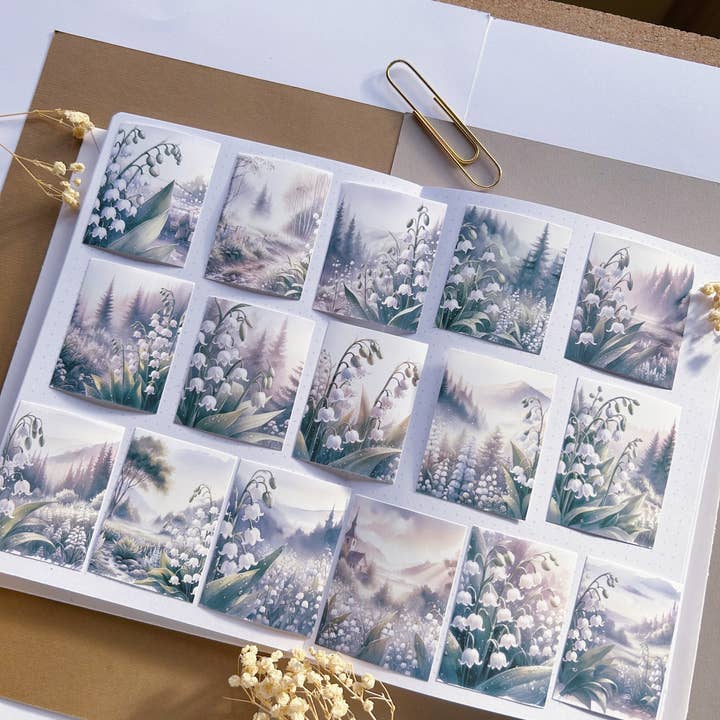 T's Stationery - Wholesale Sticker - 16pcs "Lily Of The Valley" Scenery Sticker Pack2