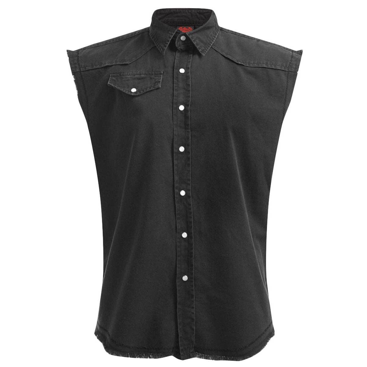 Spiral - Wholesale Button Down Shirt - Men's - METAL STREETWEAR - Sleeveless Stone Washed Worker Black0