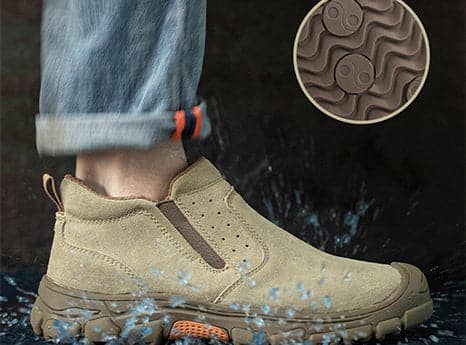 Kaki Chaussures de travail de sécurité à enfiler à bout en acier résistant aux perforations FitVille pour hommes en vente sur Faire11