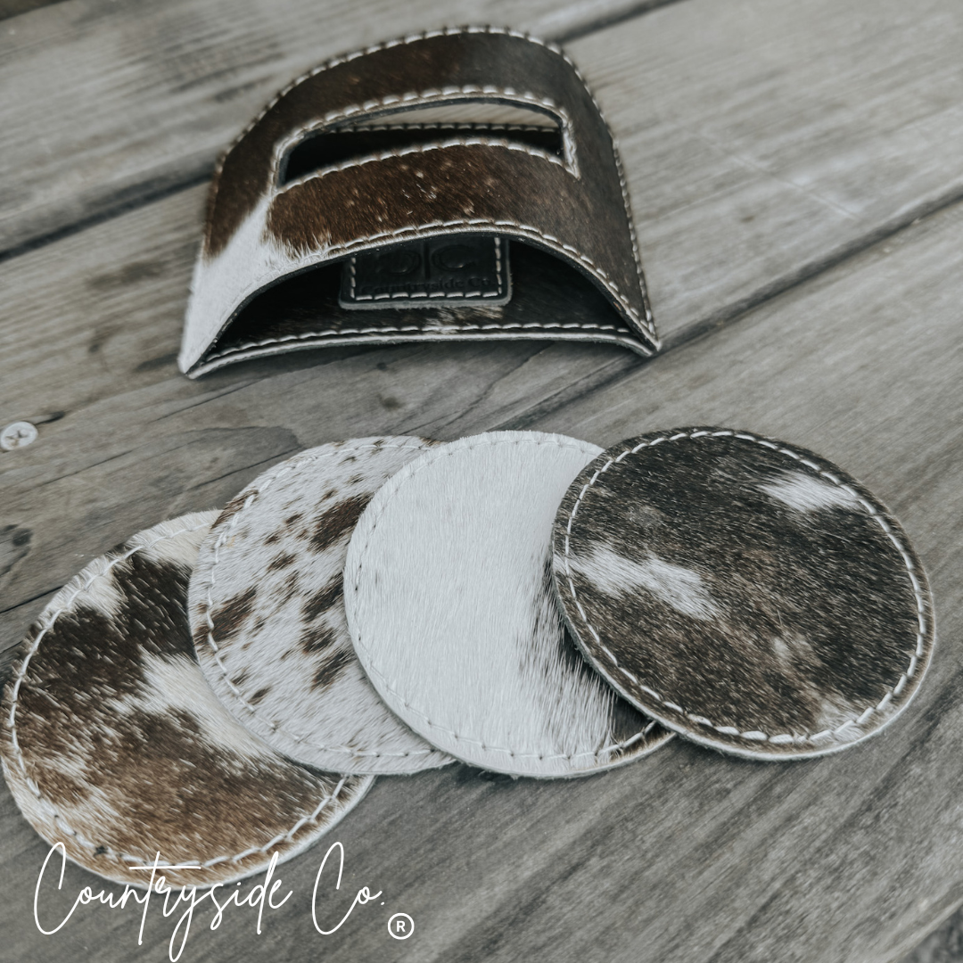 Texas Western Cowhide Bags and More - Wholesale Onderzetters - Handgemaakte Onderzetterset van Koeienhuid, woondecoratie, baraccessoires, cadeau1