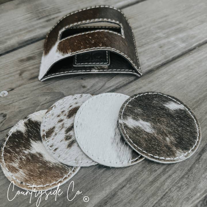 Texas Western Cowhide Bags and More - Vendita all'ingrosso Sottobicchiere - Set di sottobicchieri in pelle bovina fatta a mano, decorazione per la casa, articoli da bar, regalo1