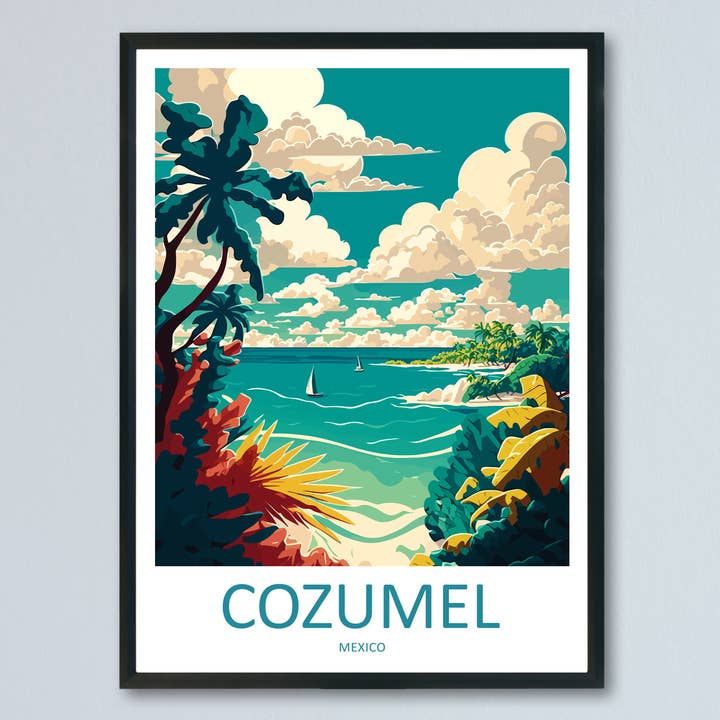Poster di viaggio Cozumel Messico per la vendita all'ingrosso da parte di TravelzonaArt