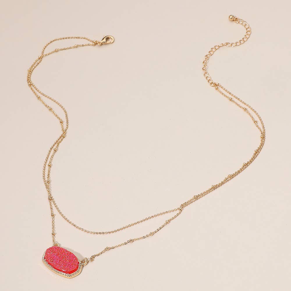 Sensibling Corp. – Engroshandel Halskæde med vedhæng – Druzy vedhæng accent lagdelt halskæde9