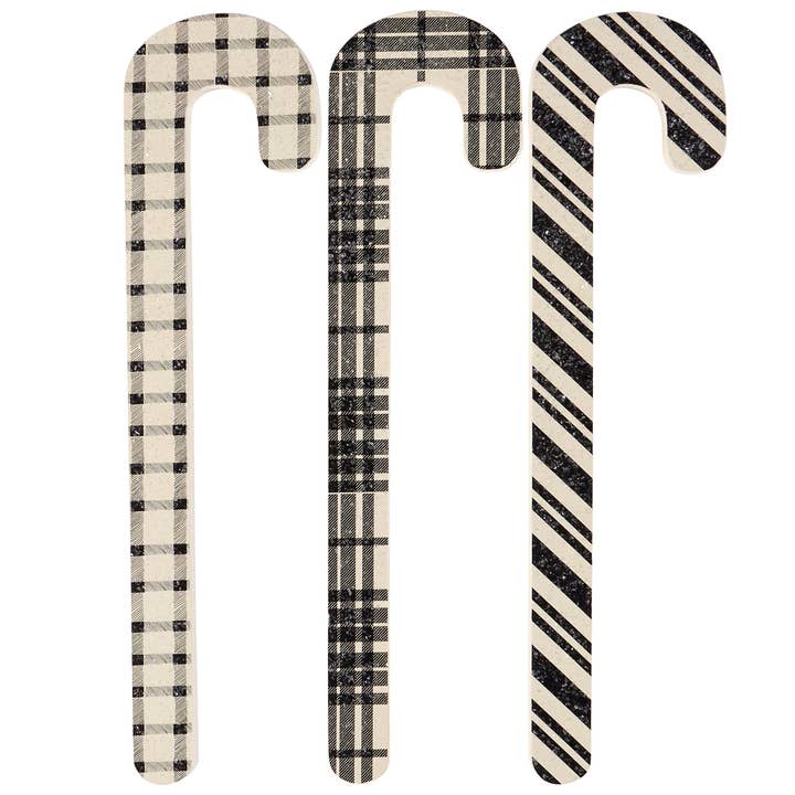 Black Plaid Candy Canes for wholesale by Primitives by Kathy