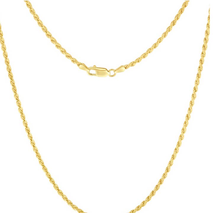 Sterling Silver Gold Plated Unisex 2MM Rope Chain Necklace for wholesale by NYC Sterling