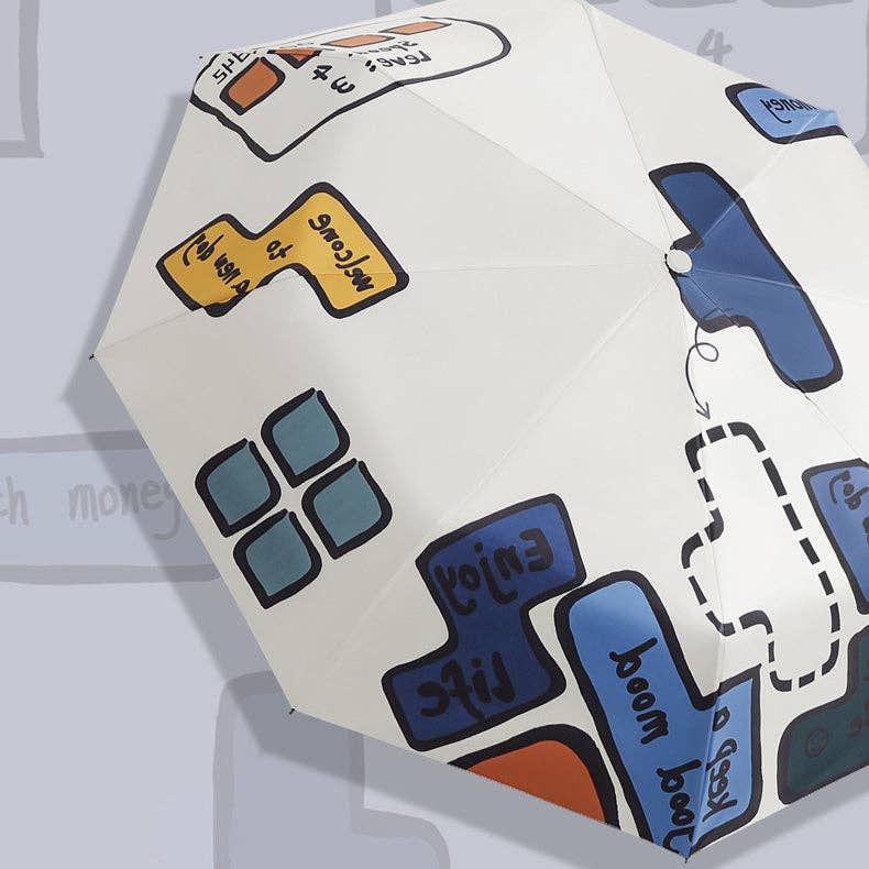 Funkyrel® Atzbranding Limited - Wholesale Umbrella - Women's - Tetris Pattern Folding Travel Umbrella for Sun and Rain2