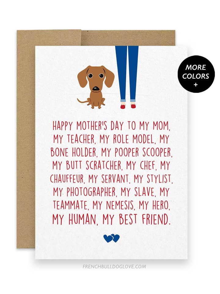 Mom Servant - Doxie Mother's Day Card for wholesale by French Bulldog Love