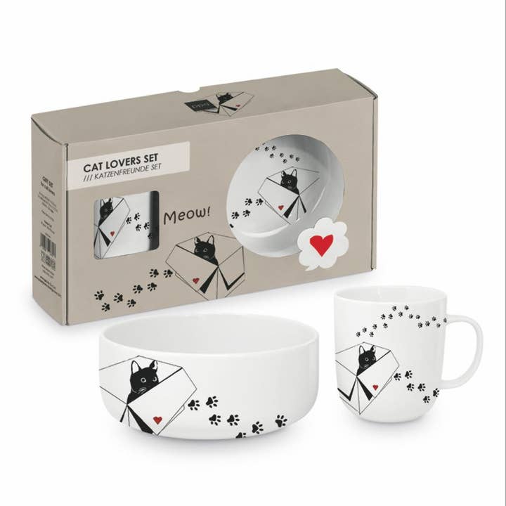 CAT BOWL/MUG GIFT SET-ATELIER CHAT for wholesale by Paperproducts Design • Ambiente