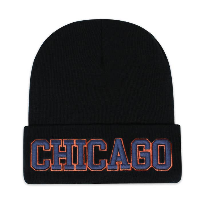 ChoKoLids - Wholesale Beanie - Unisex - Football Sports Team City 3D Embroidered Knit Black Beanies