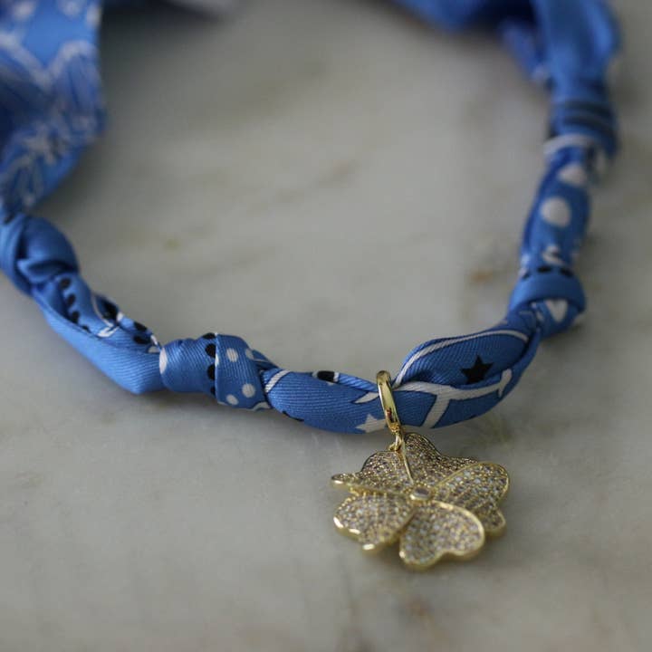 Deep South Originals Inc. - Wholesale Scarf - Women's - Blue Bloom Twilly Scarf Necklace1