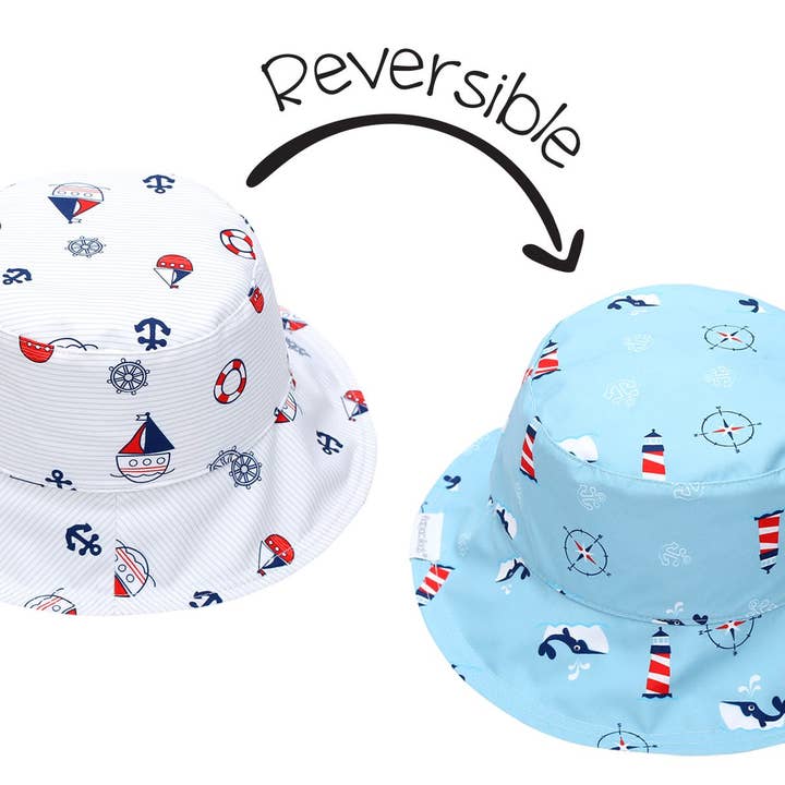 FlapJackKids - Wholesale Sun Hat - Kids - Kids UPF50+ Patterned Sun Hat - Nautical