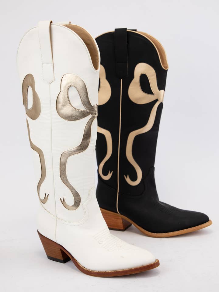 CCOCCI - Wholesale Cowboy Boots - Women's - RUBY BOW SWIRLING PATTERNED WESTERN BOOTS