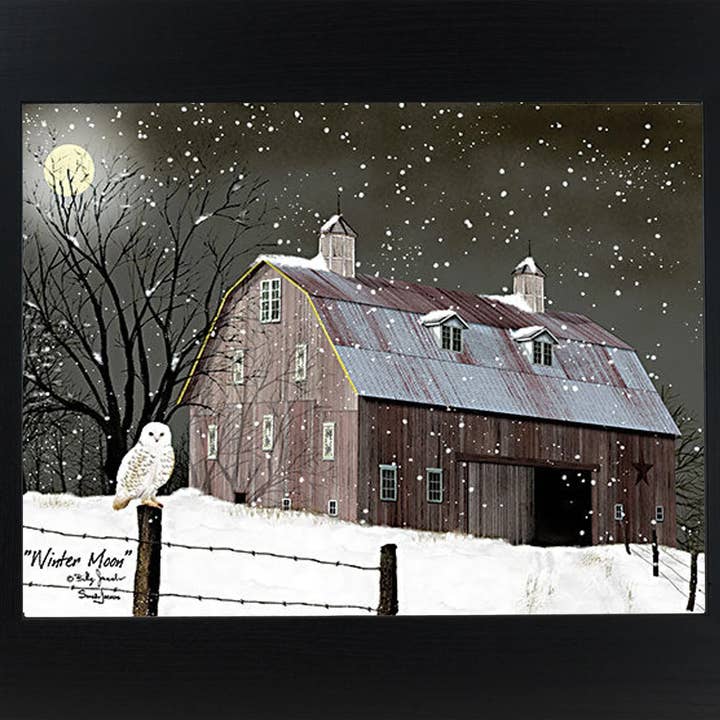 Summer Snow Art - Wholesale Art Print - Winter Moon Owl Art By Artist Billy Jacobs Art