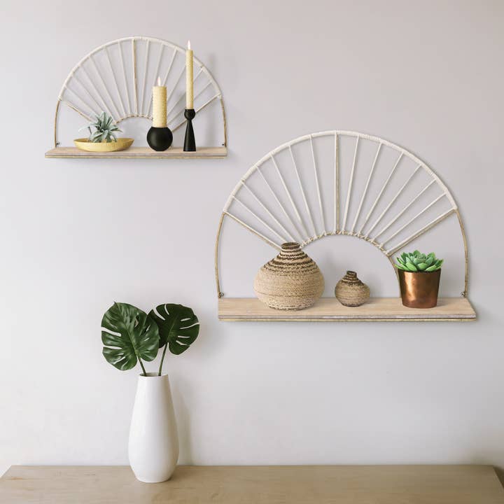 Sagebrook Home – wholesale Vägghylla – Guld 13/16 tum Metall Halvmåneformade Vägg Hyllor