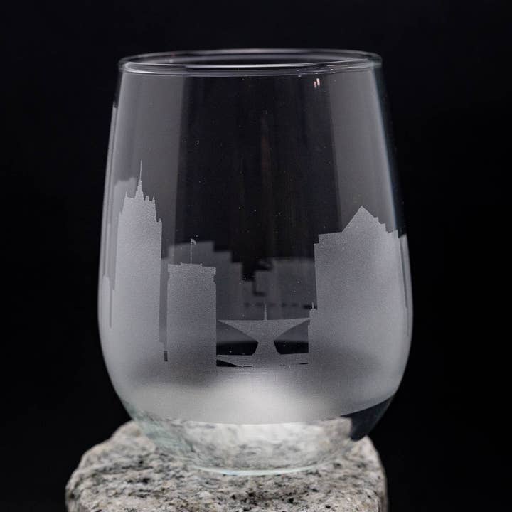 Milwaukee, Wisconsin Skyline Wine Glass for wholesale by Urban & Etched