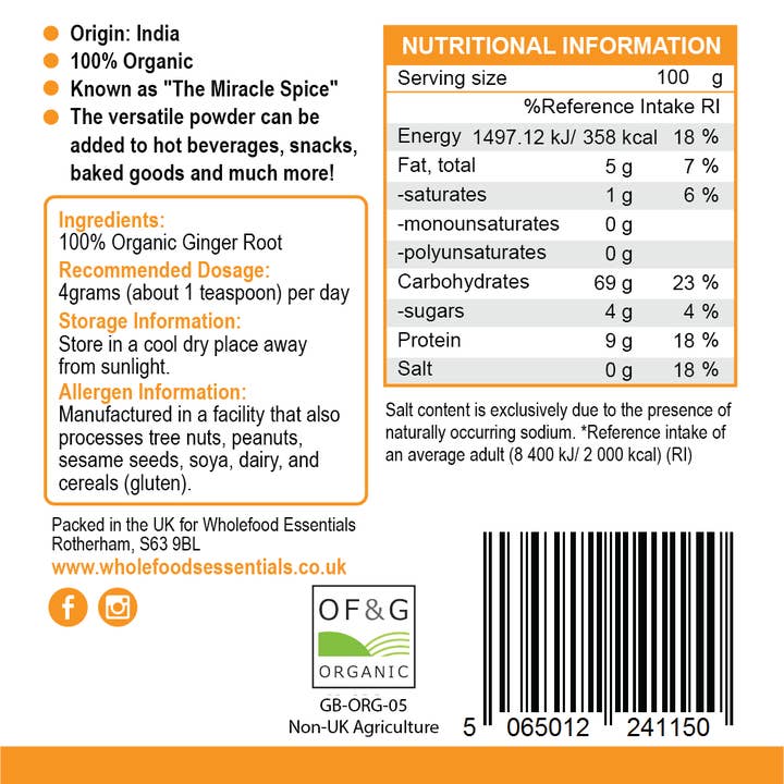 Yin & Yang Superfoods – wholesale Protein/superfood powder – Organic Ginger Powder