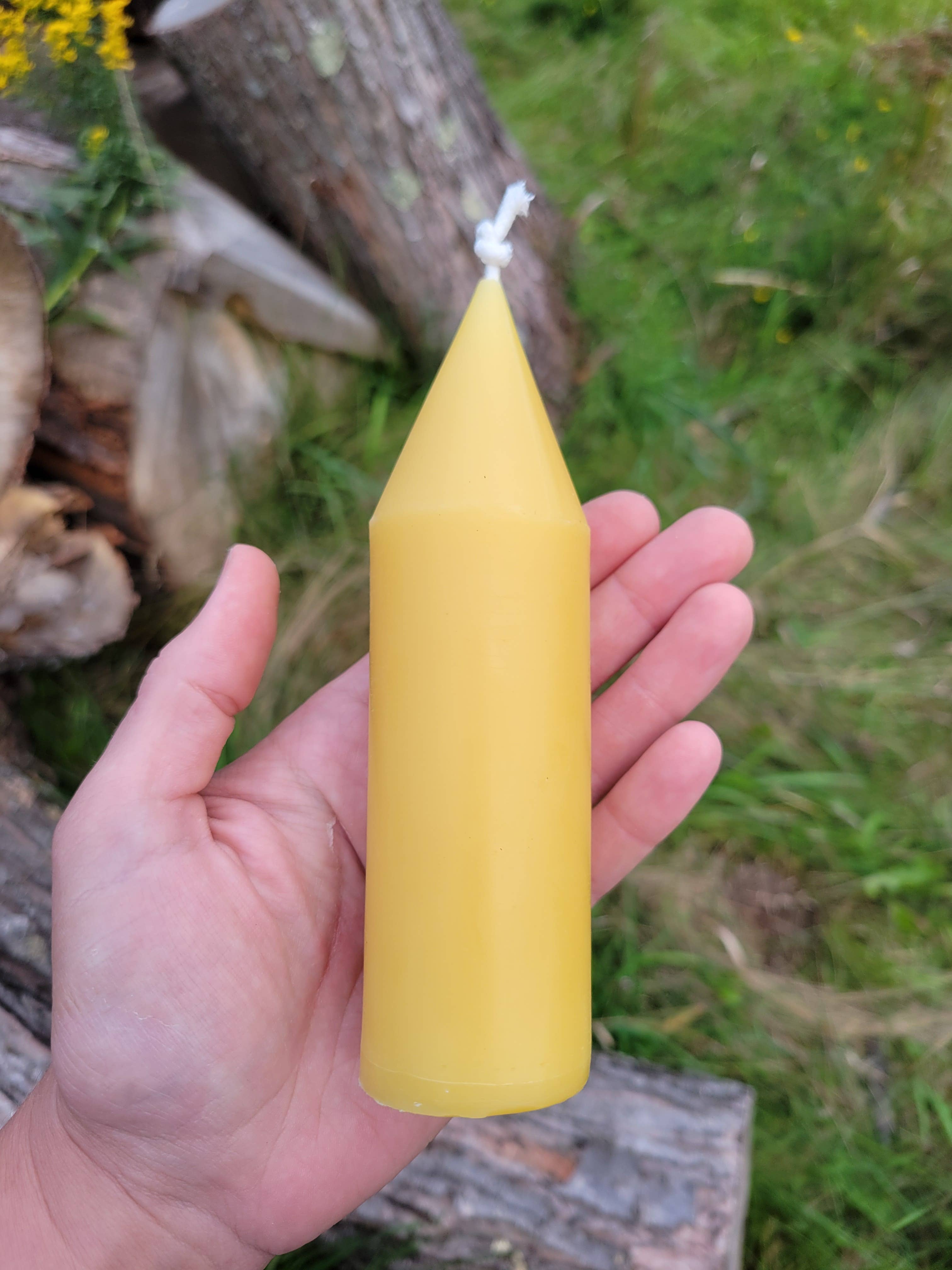 Yarrow Bone Farmstead - Wholesale Pillar Candle - Pointy Beeswax Pillar, Conical, Tapered1
