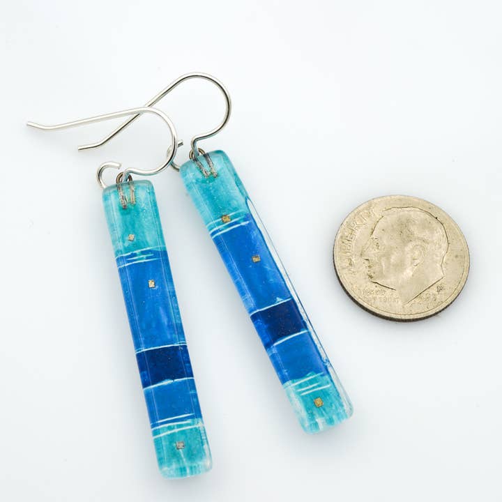 Momo Glassworks - Wholesale Dangle Earrings - Blue Strata Bars2