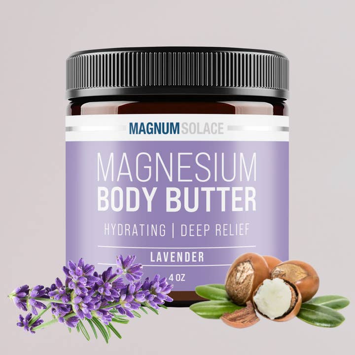 Magnum Solace - Wholesale Body Balm/Butter - Magnesium Body Butter for Better Sleep - Lavender, 4 oz4
