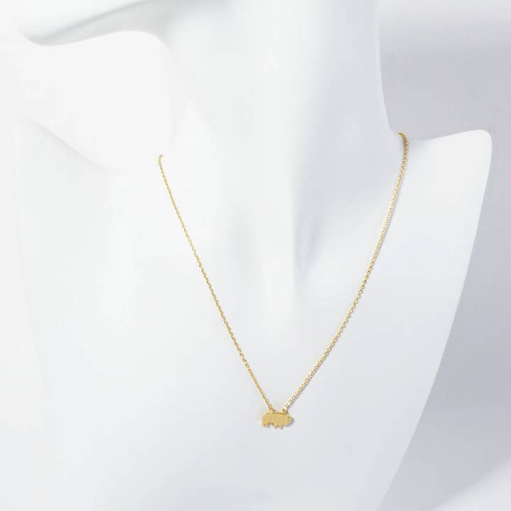 Wild Honey - Wholesale Pendant/Charm Necklace - 18K Gold Dipped Brushed Brass Buffalo Pendant Necklace1