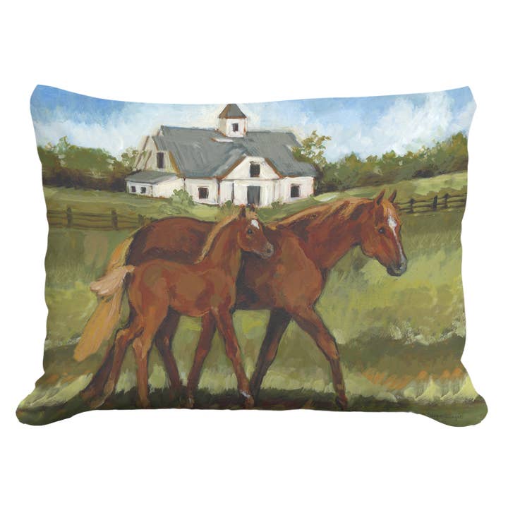 Pillow - Brown Horses - indoor / outdoor cushion for wholesale by Magnolia Casual