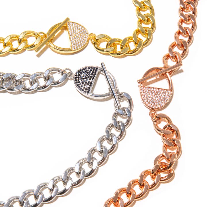 Double-Sided Cuban Chain Necklace for wholesale by Chérie Jewelry