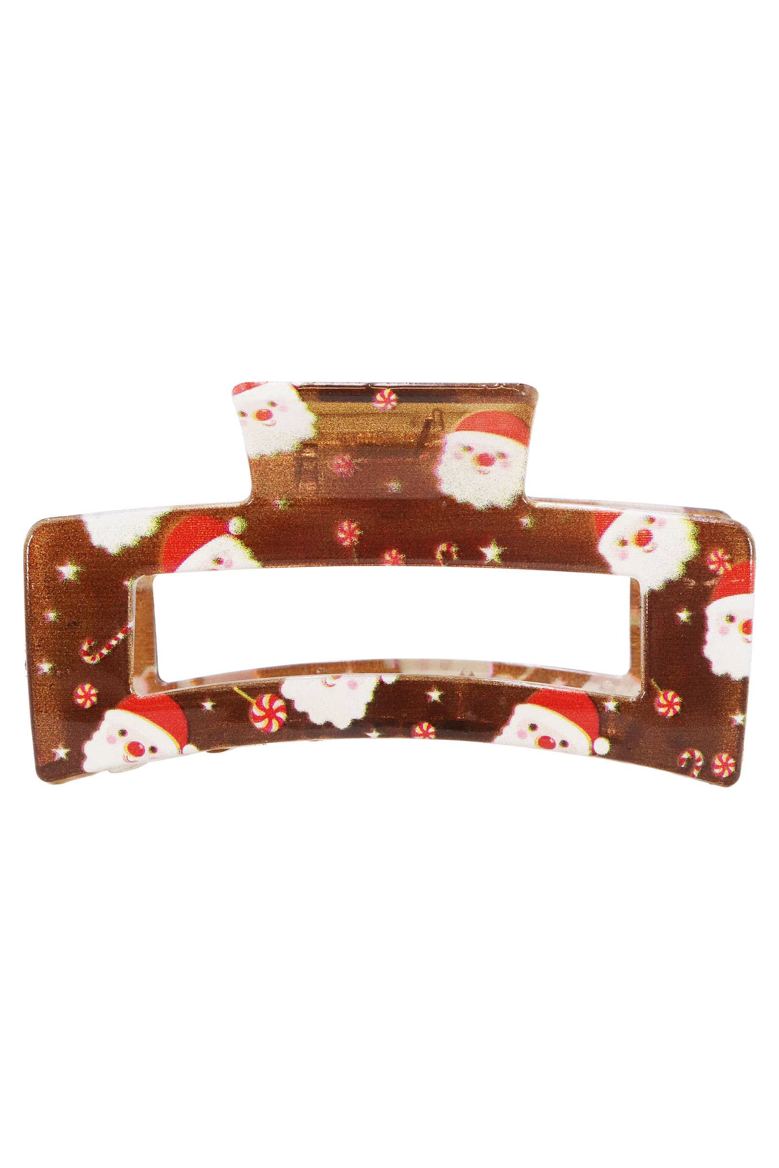 ASSORTED Christmas Santa Clear Block Hair Claw - 12 pcs for wholesale on Faire3