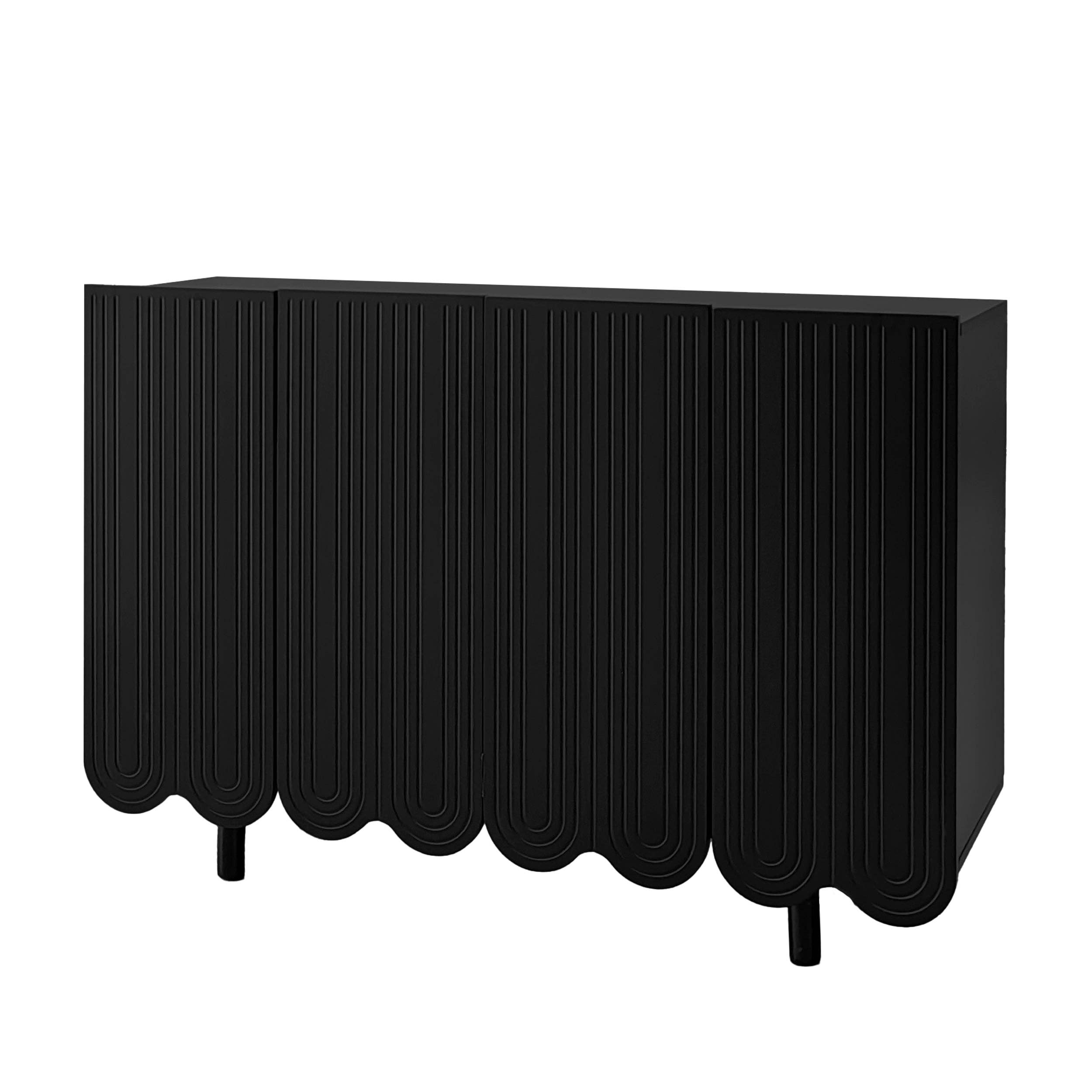 Urban Meuble - Wholesale Sideboard - Black buffet with 4 doors, pattern, and storage 120*37.5*80.8 cm EVRENS BLACK1