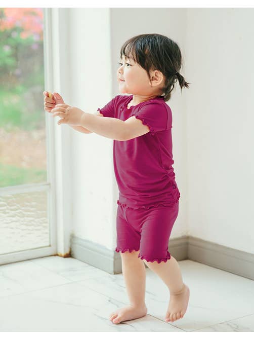 Vaenait Baby - Wholesale Sleepwear Set - Kids - Shirring Girl Short sleeve Viscose Pajama