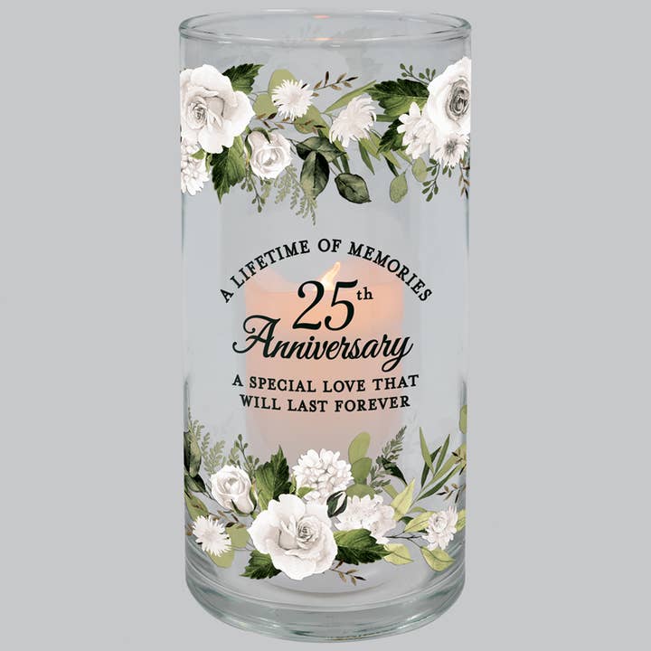 "25th Anniversary" Hurricane Candle for wholesale by Gift & Garden by Carson