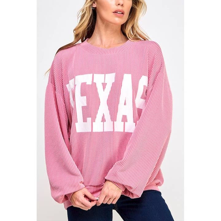 Coloring You - Wholesale Graphic Sweatshirt - Women's - 9078 TEXAS PRINT RIB CORD SWEATSHIRT10