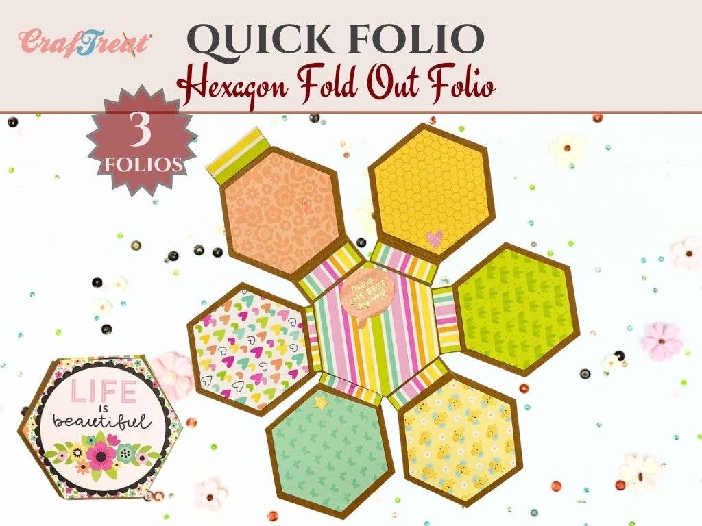 CrafTreat - Wholesale Scrapbook - Craftreat Scrapbook Blank Quick Folio - Hexagon Fold out0