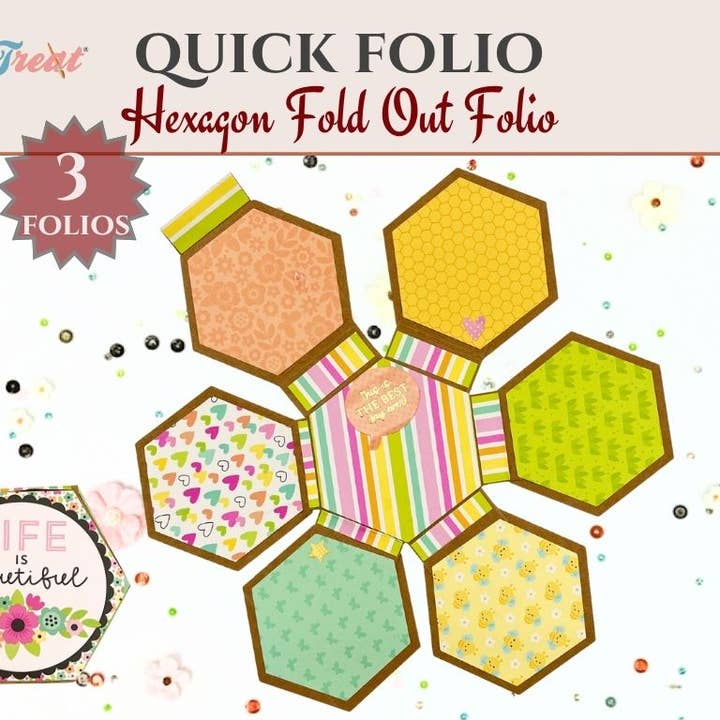 CrafTreat - Wholesale Scrapbook - Craftreat Scrapbook Blank Quick Folio - Hexagon Fold out