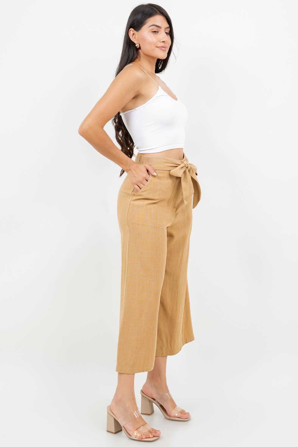 Veracci - Wholesale Pants - Women's - Linen Blend Wide-Leg Capri Pants11