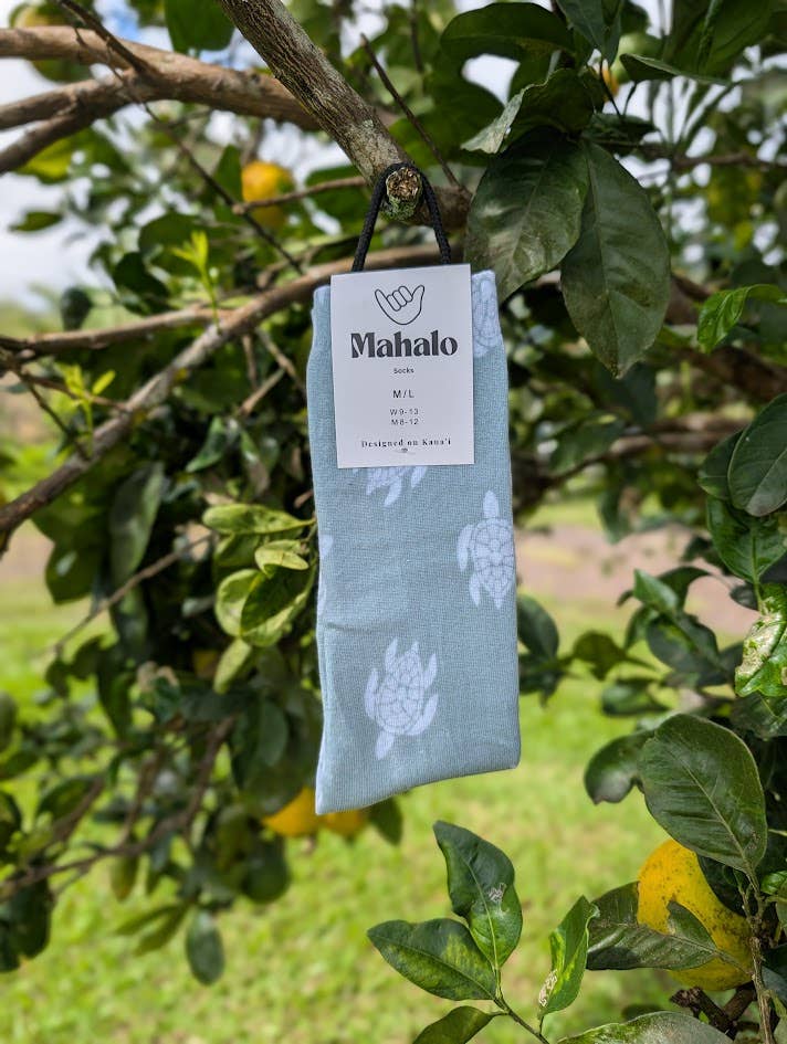 Koloa Farms - Wholesale Socks - Unisex - Sage Green Turtle socks - Hawaiian Print - Honu tropical 6