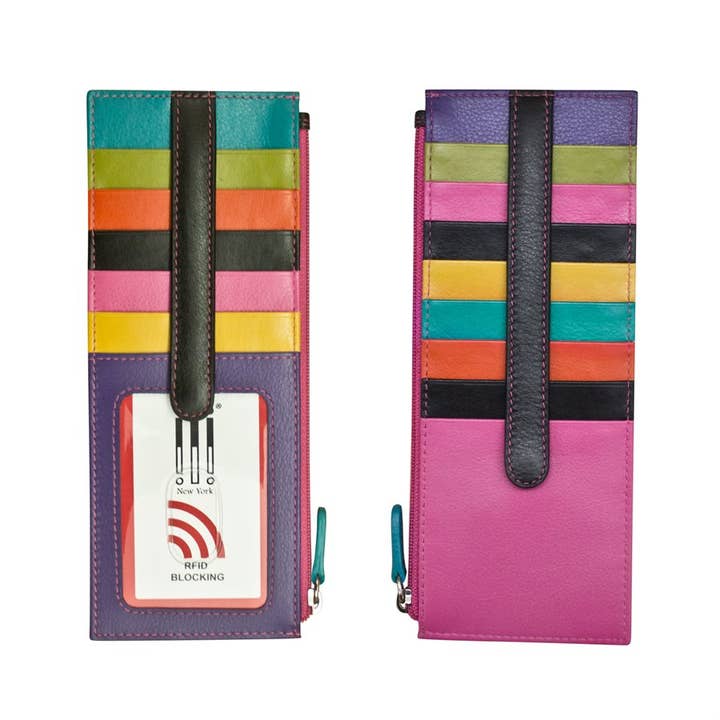 ili New York - Wholesale Card Holder - Women's - 7800 Leather Card Holder with Zip Pocket