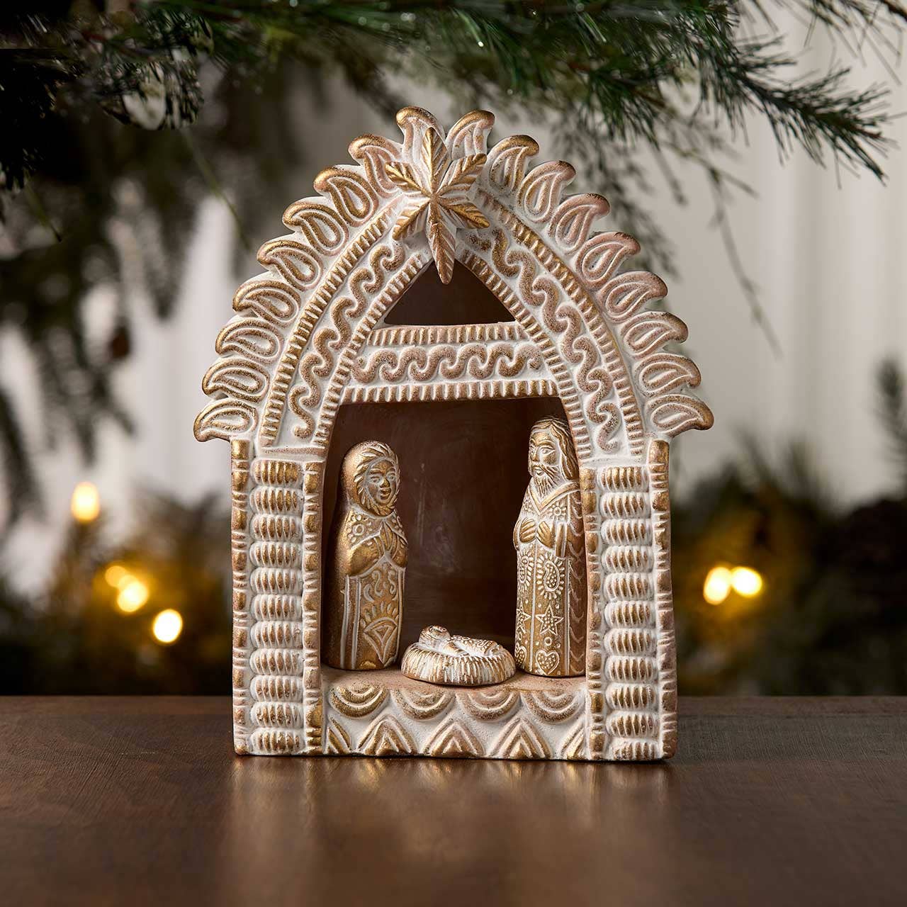 SERRV International - Wholesale Nativity Scene Decor - Gilded Terracotta Christmas Nativity2